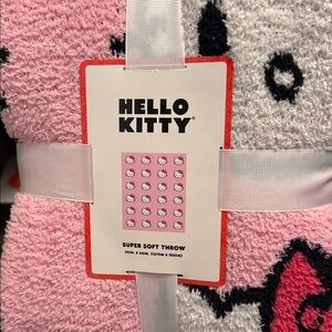 Hello Kitty Pink and White Plush Throw- Super Soft!